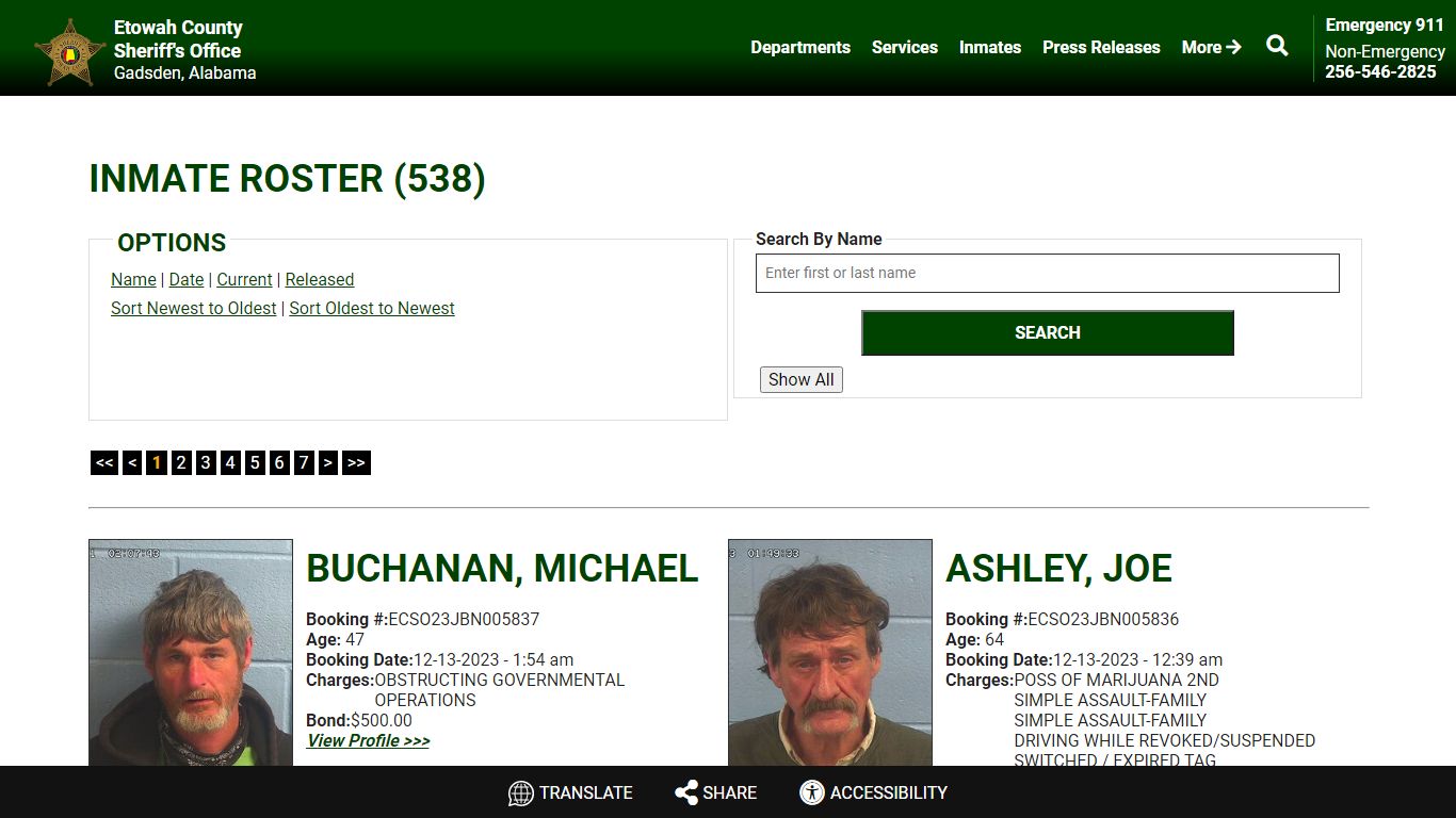 Current Inmates Booking Date Descending - Etowah County Sheriff's Office